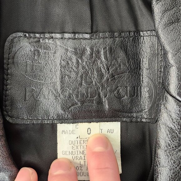 Vtg Late 90s Early 00s Women's Genuine Leather Long Black Button-Up Jacket Rock - Picture 11 of 16